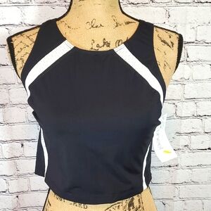 Pheel "Vibe Top" Black and White Sleeveless Athletic Crop Top Size M NWT